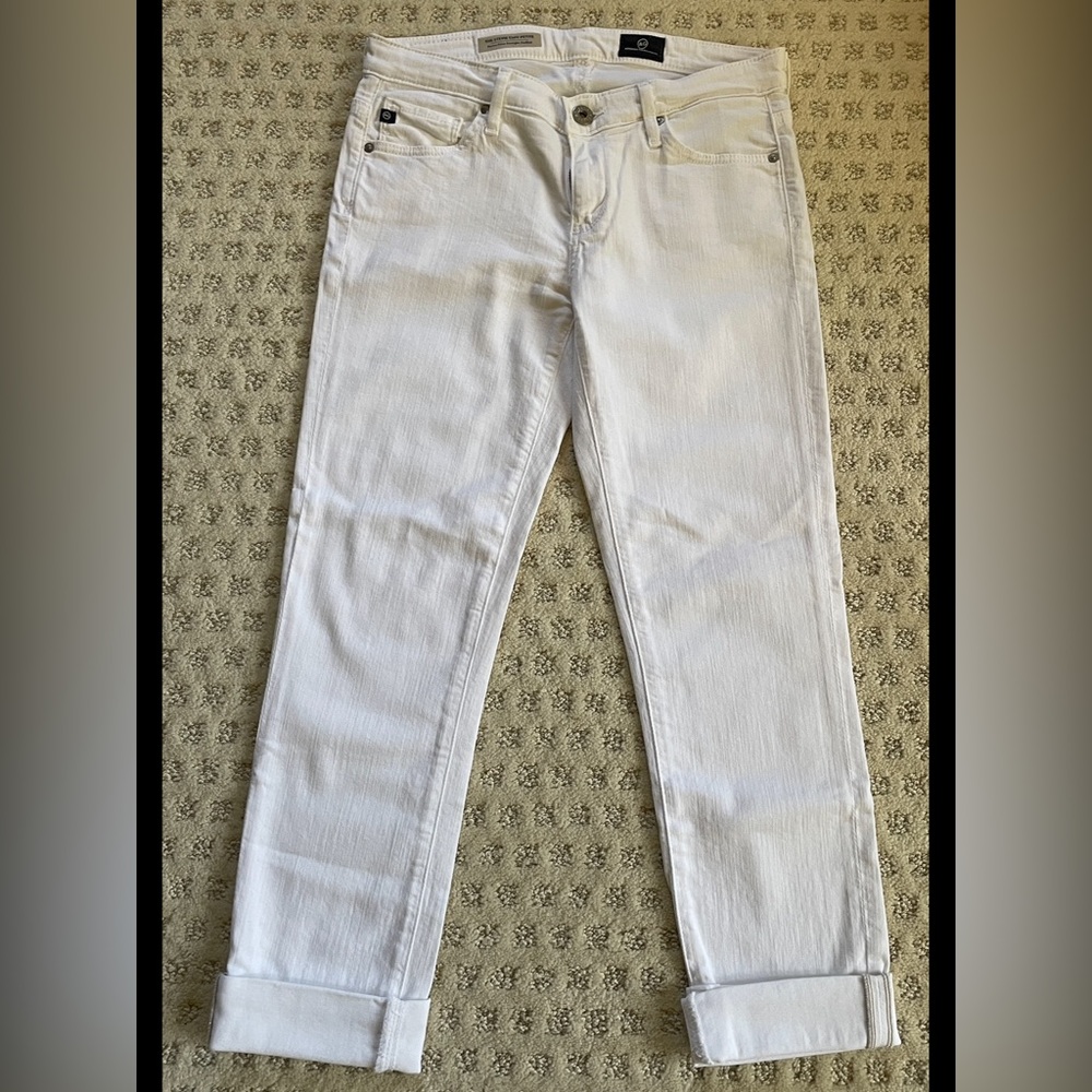 AG Stevie, White, Cuff Petite Jeans